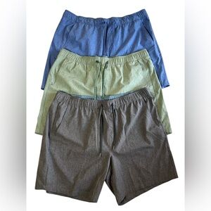 3 Eddie Bauer Men's Woven Tech Running Gym Active Shorts gray blue green SZ XXL